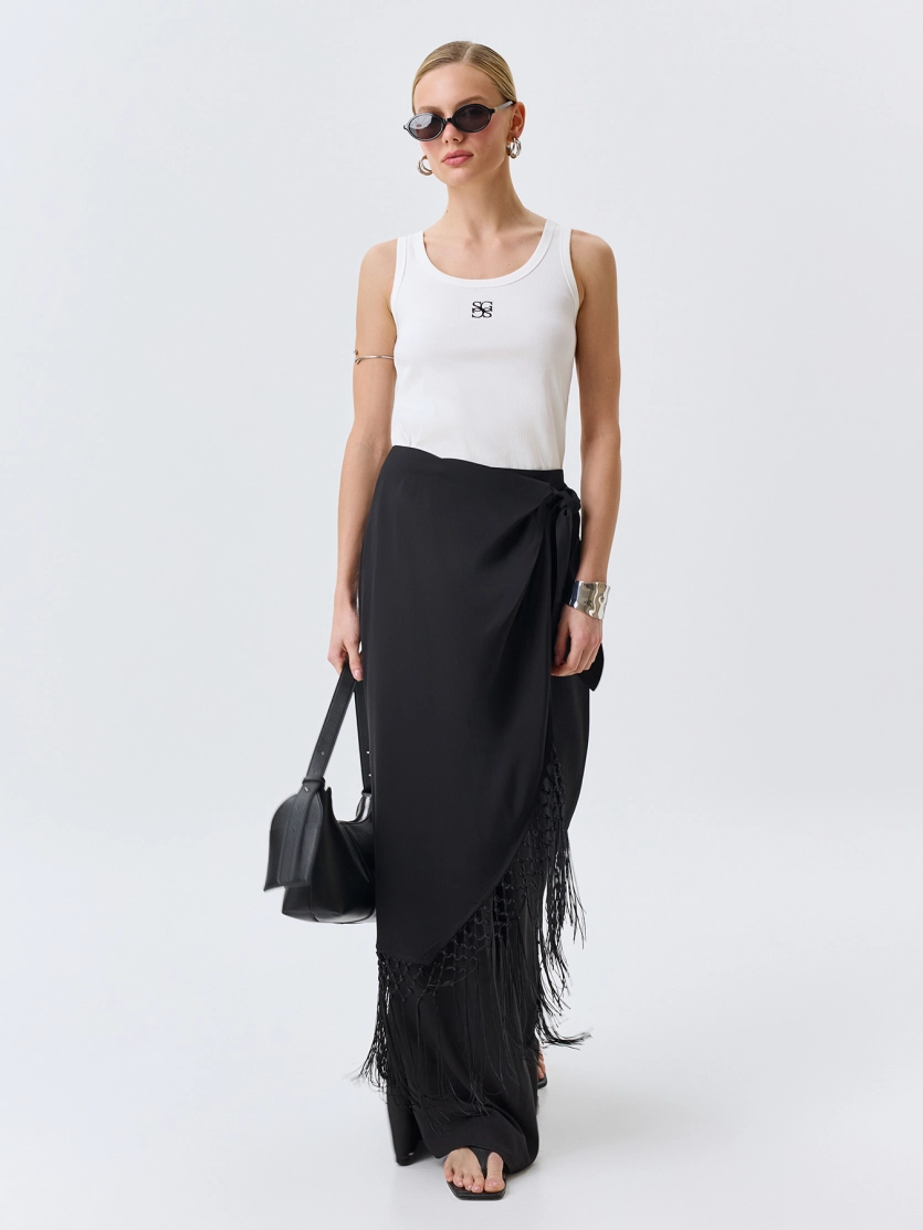 Юбка на запах с бахромой