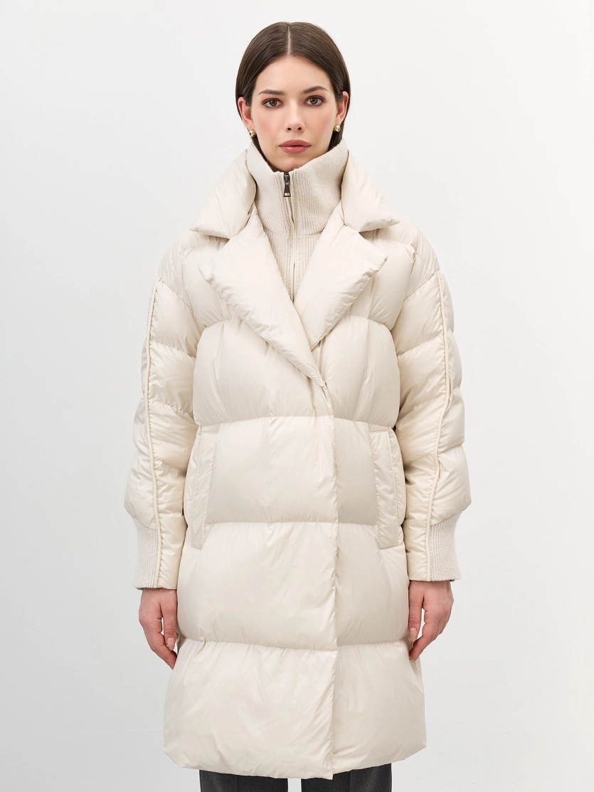 Пуховик на запах с трикотажной манишкой