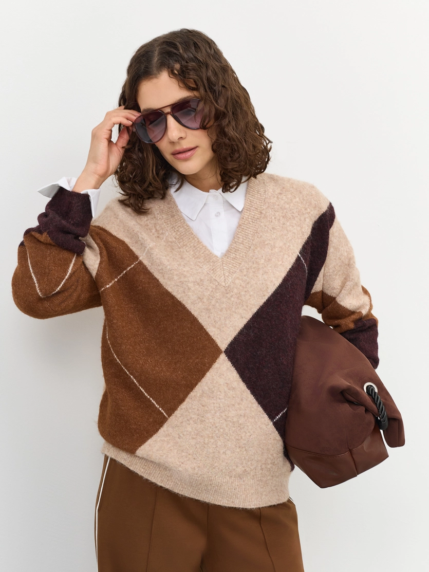 Свитер с узором "аргайл"