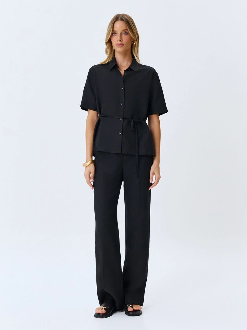 Прямые брюки из смесового льна