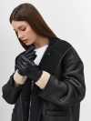 Перчатки из эко кожи с меховыми манжетами