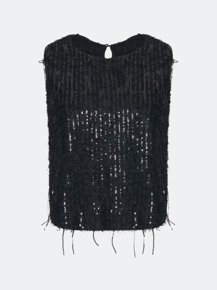 Топ с пайетками и бахромой