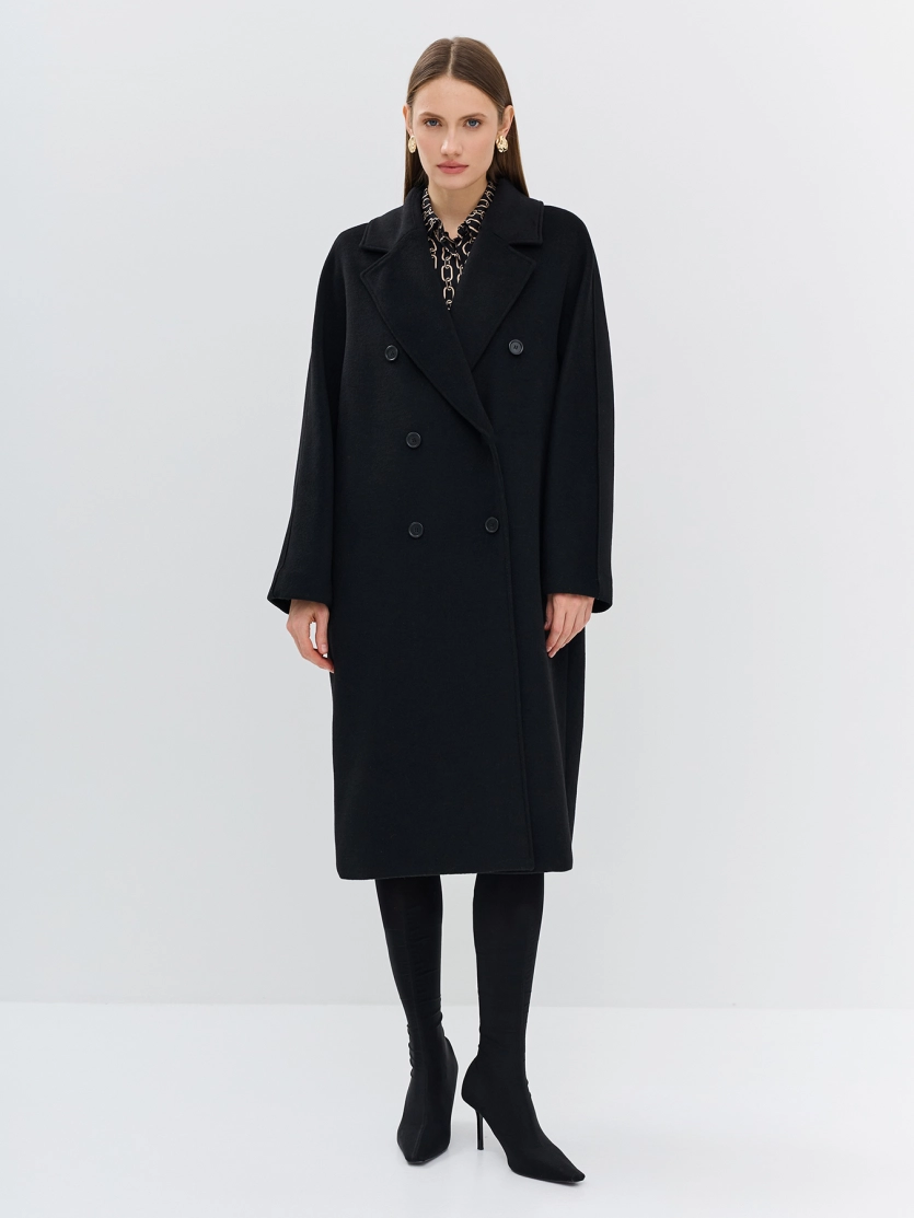 Двубортное пальто с шерстью
