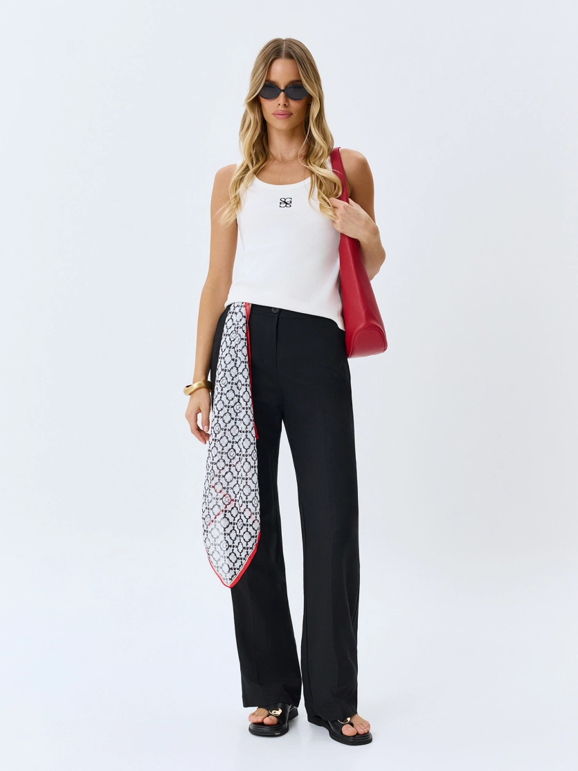 Прямые брюки из смесового льна