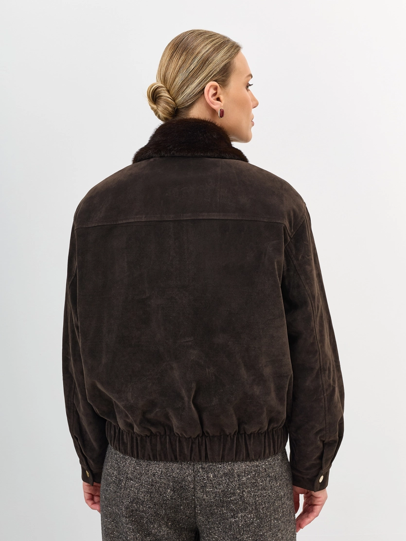 Замшевая куртка с искусственным мехом