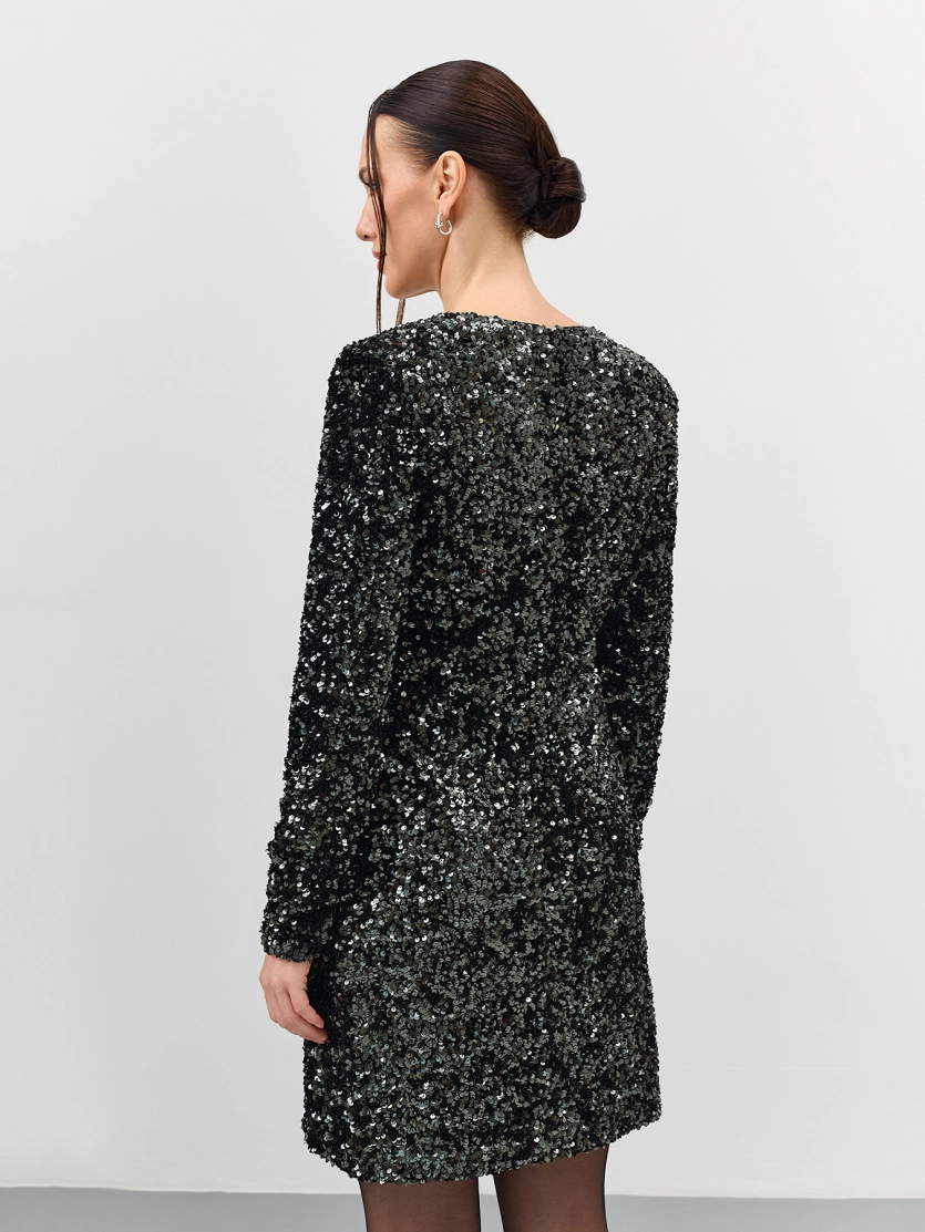 Платье-мини с искрящимися пайетками