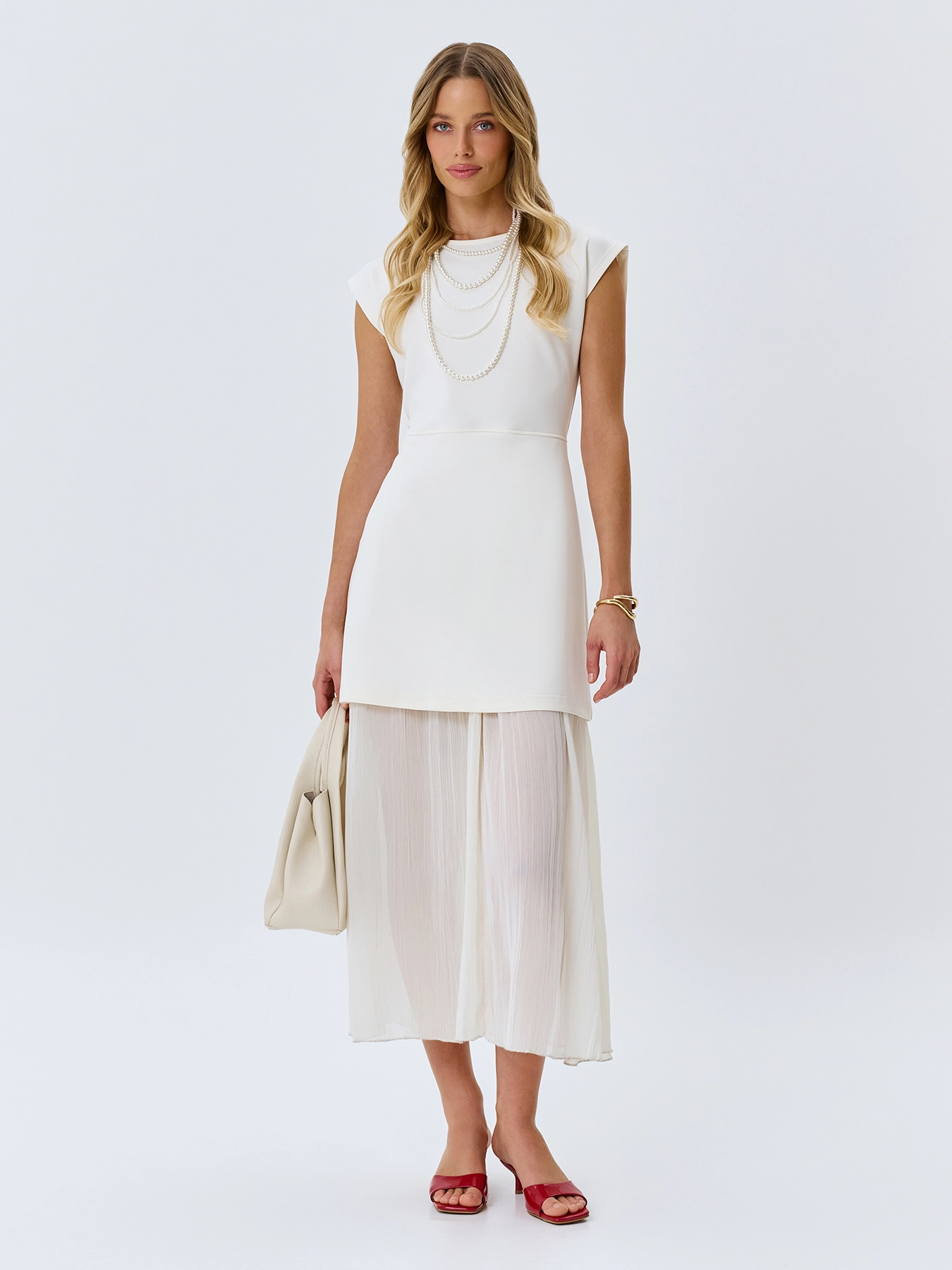 Платье-миди с полупрозрачной юбкой SAVAGE