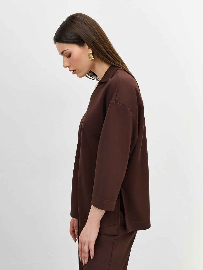 Джемпер из вискозы с воротником-поло