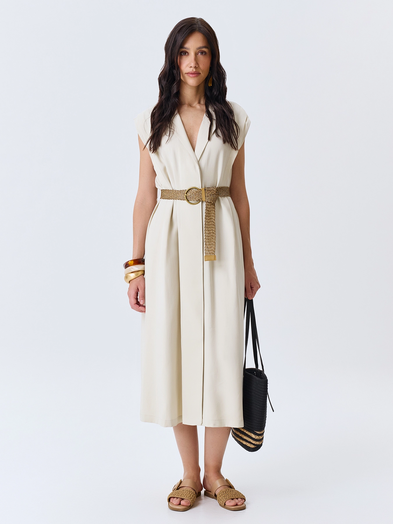 Платье-миди с акцентным поясом SAVAGE