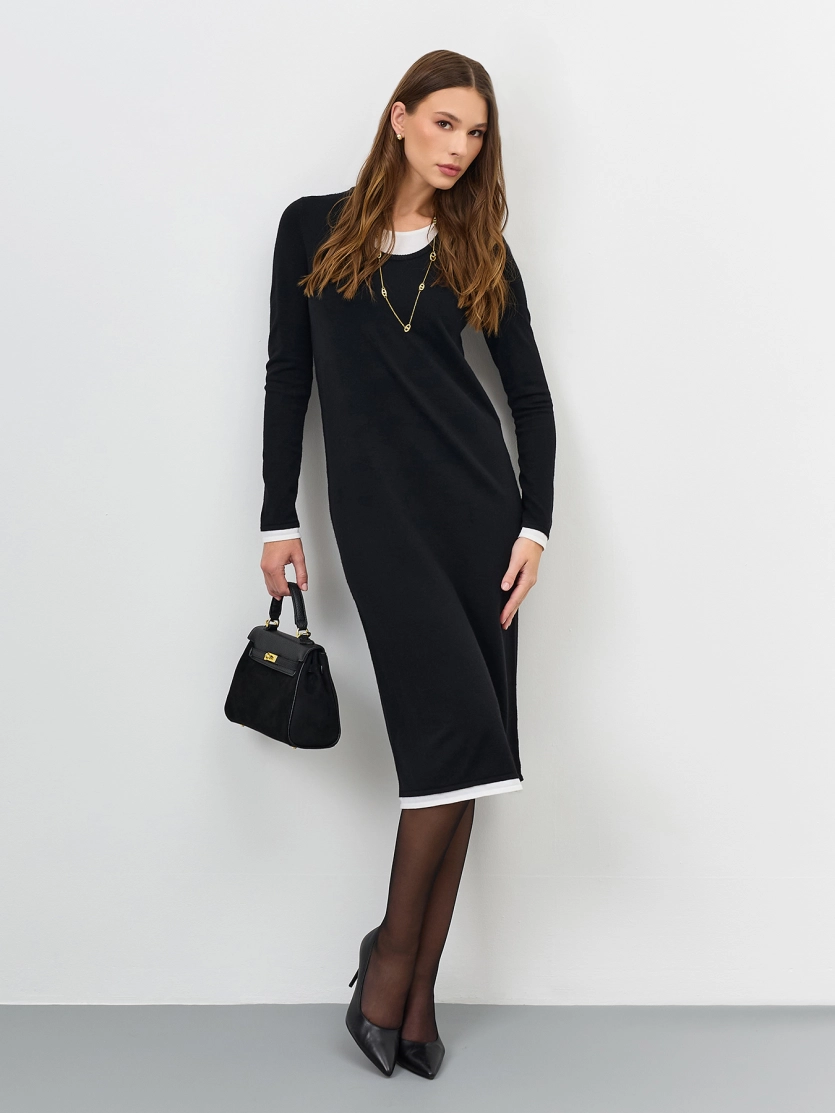 Платье-миди с контрастными деталями