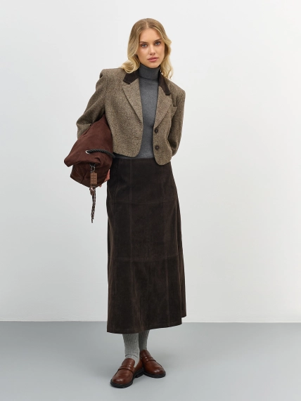 Юбка А-силуэта из искуственной замши
