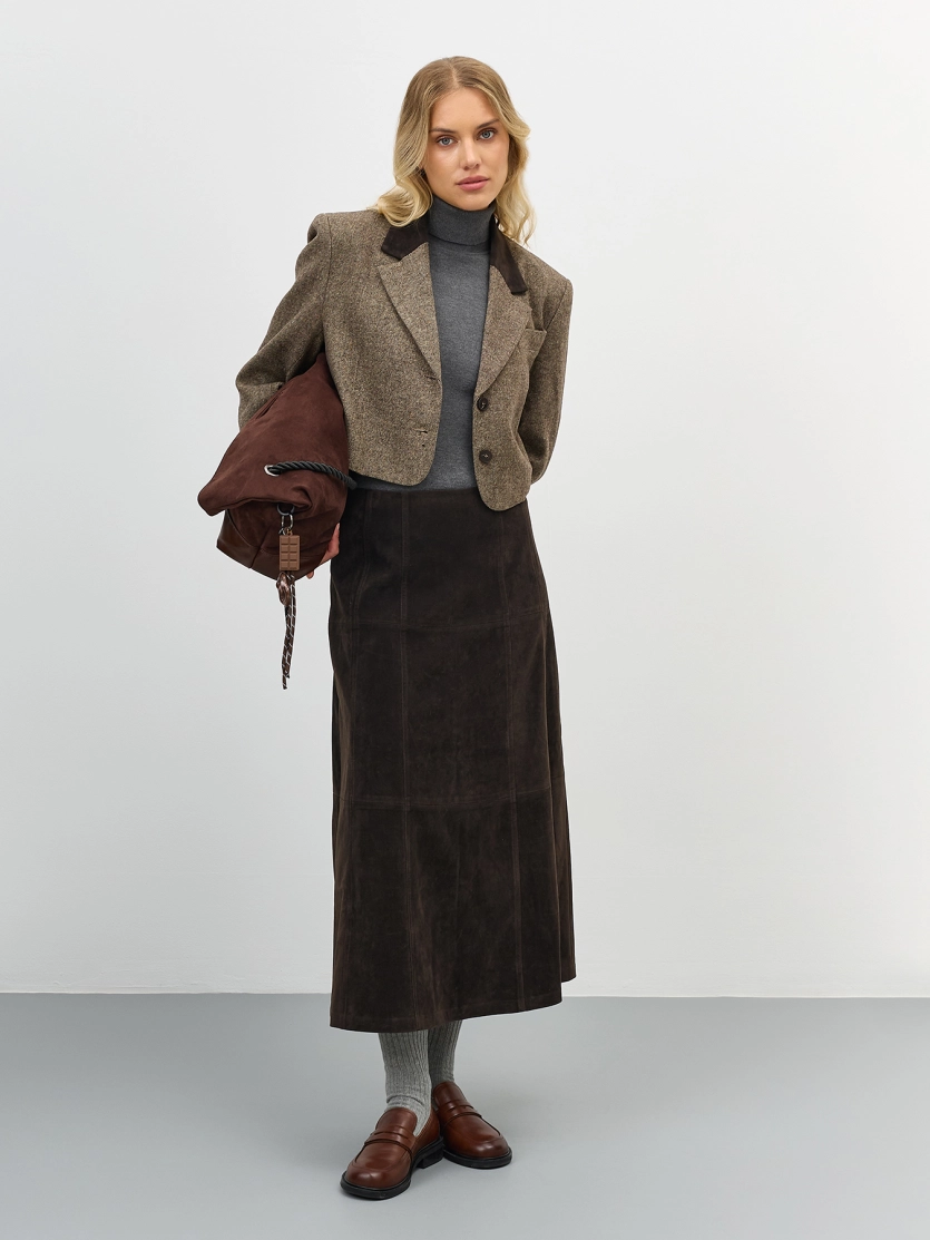 Юбка А-силуэта из искуственной замши