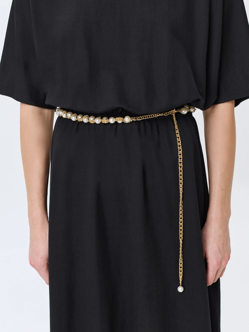 Ремень-цепочка с яркими жемчужинами