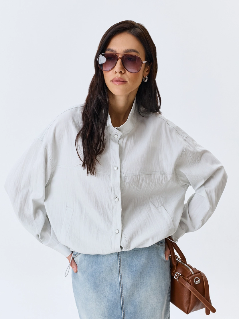 Жакет из тенселя с высоким воротником