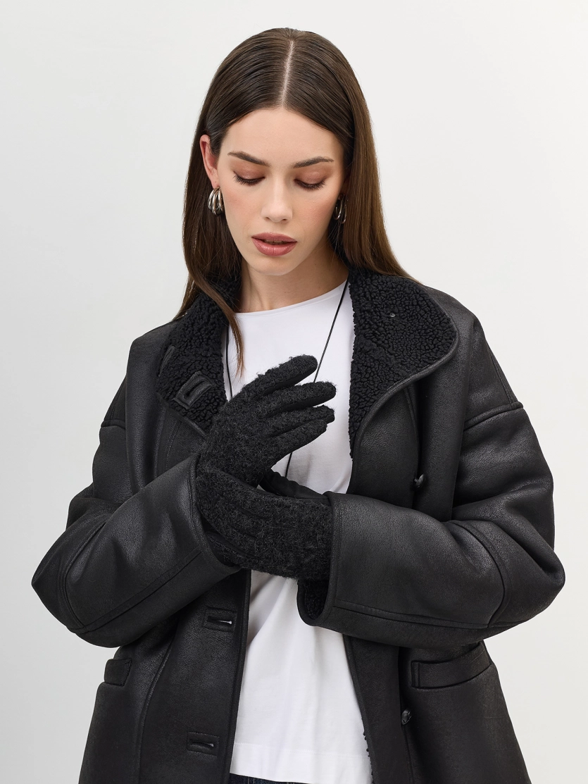 Комбинированные перчатки с искусственным мехом