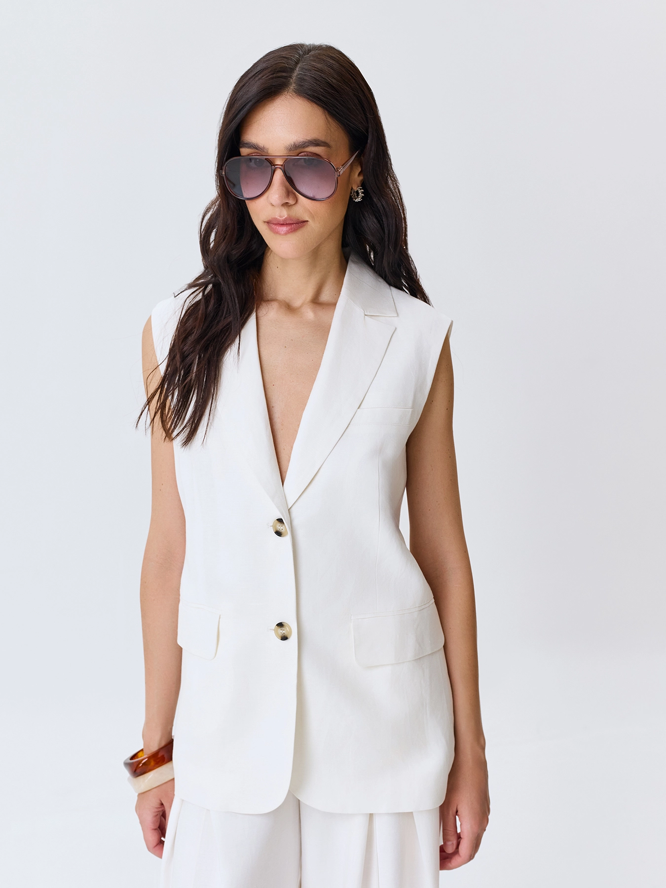 Удлиненный льняной жилет  SAVAGE