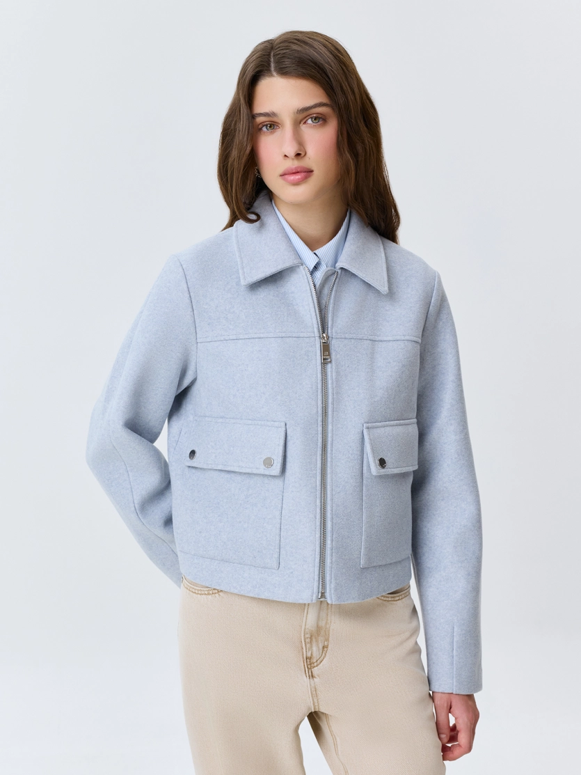 Яркий жакет из пальтовой ткани