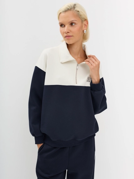 Oversize  бомбер в стиле color block с шелком