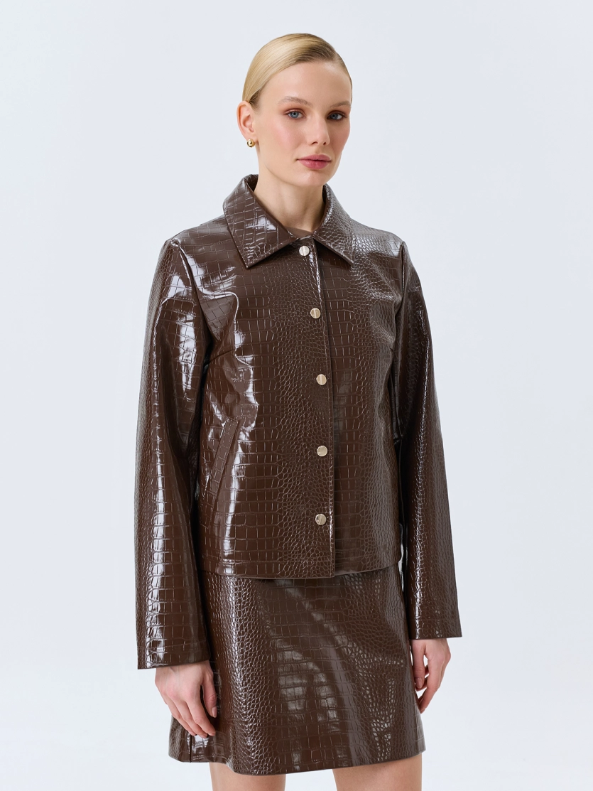 Жакет из фактурной искусственной кожи 