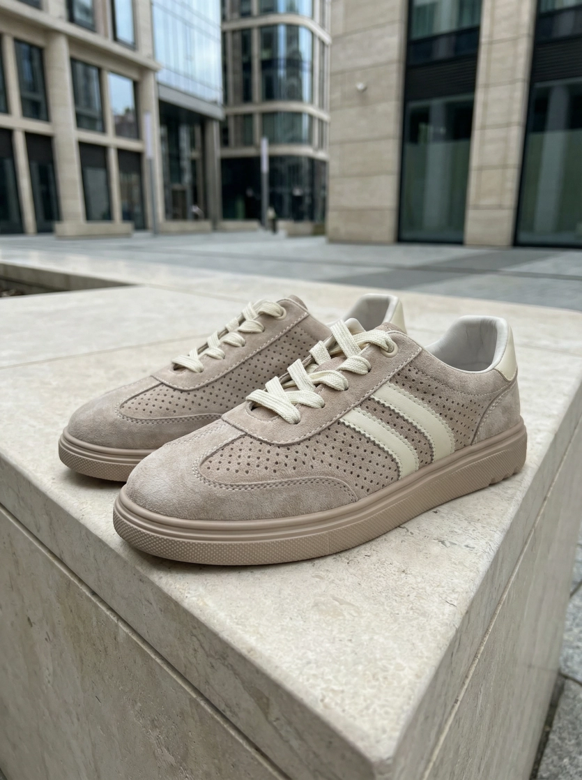 Кеды из натуральной замши с перфорацией