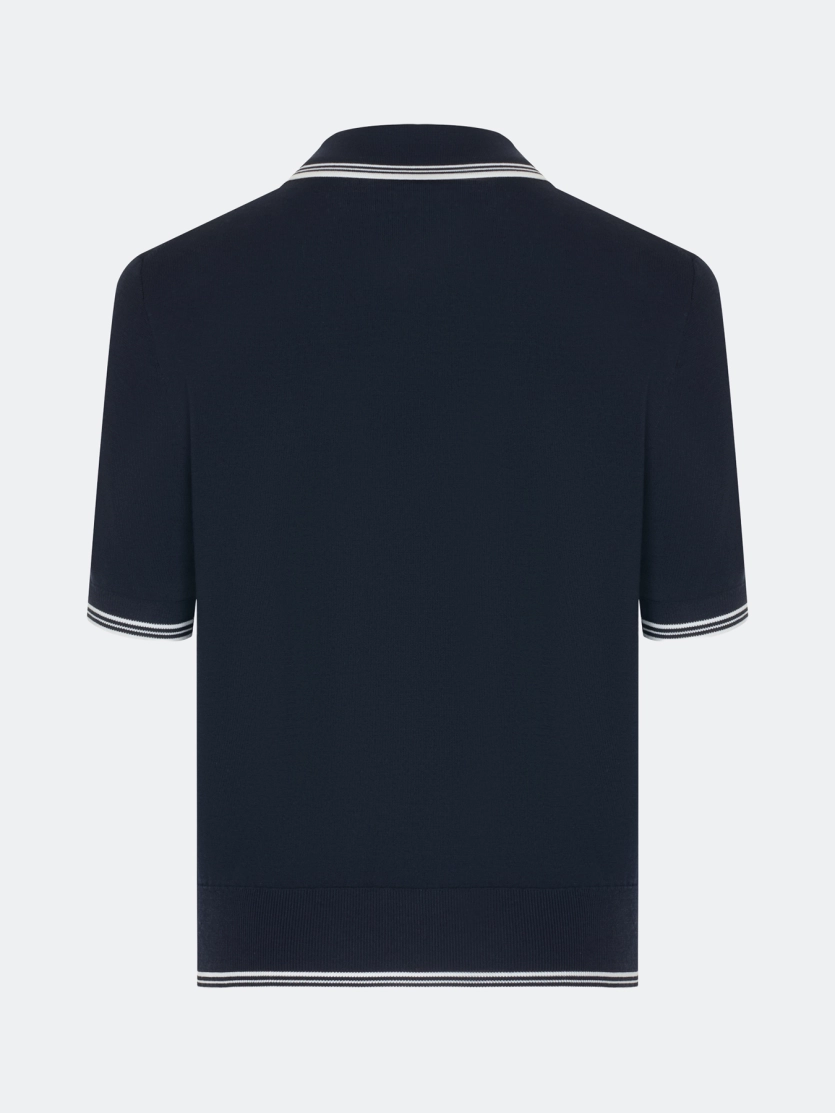 Поло из вискозы с контрастными полосками