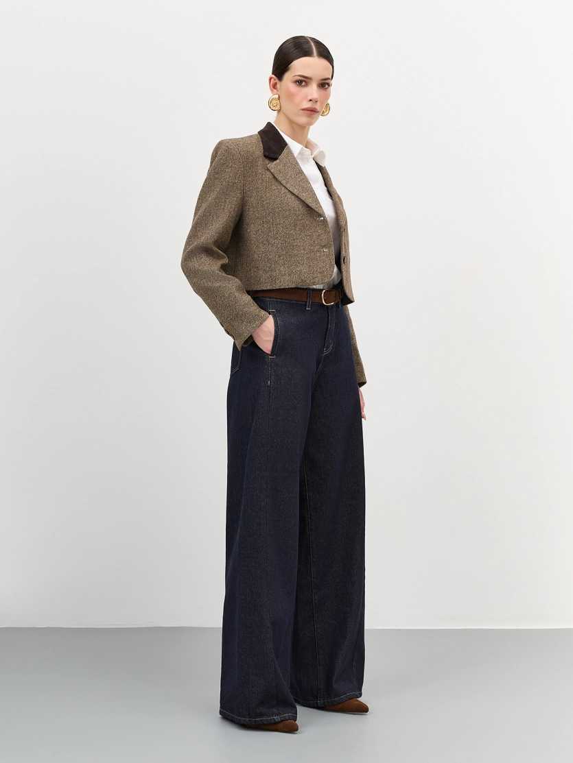 Широкие джинсы с контрастными швами