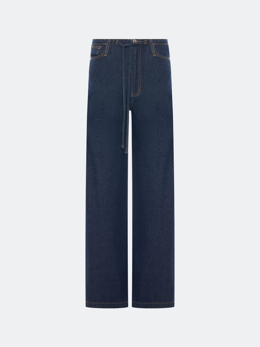 Широкие джинсы с узким поясом