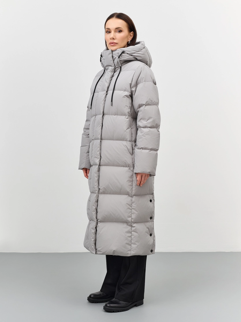 Длинный пуховик на натуральном утеплителе