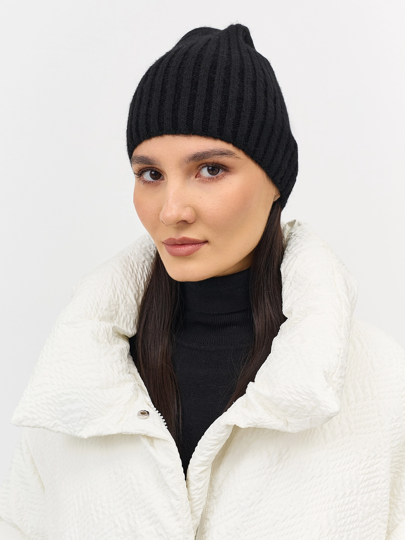 Шапка бини в рубчик с ангорой SAVAGE