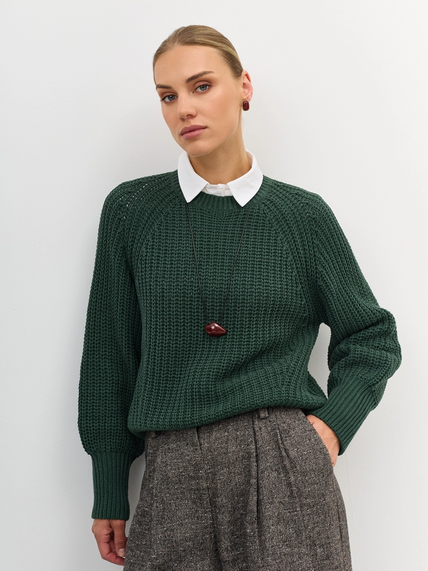 Объемный свитер из смесового хлопка