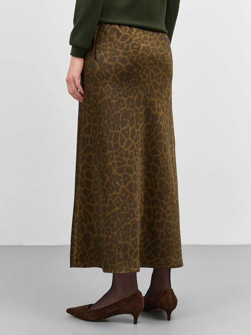 Сатиновая юбка с анималистичным принтом