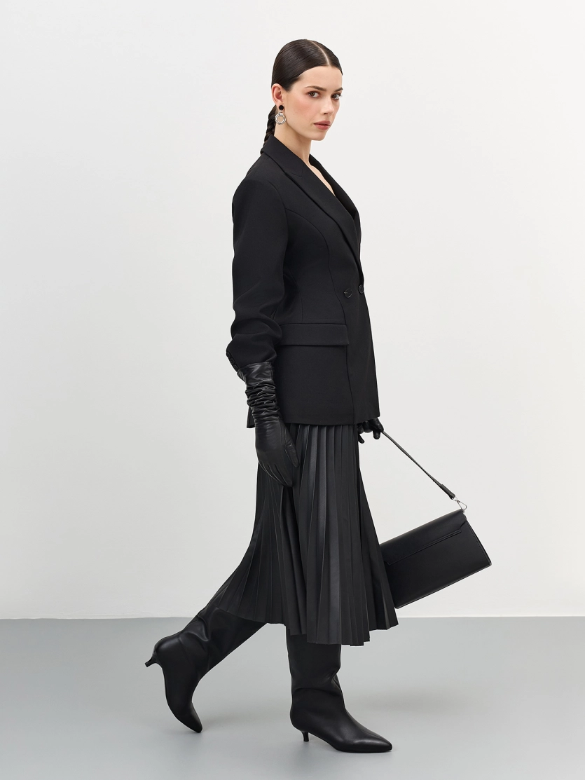 Юбка-плиссе из экокожи