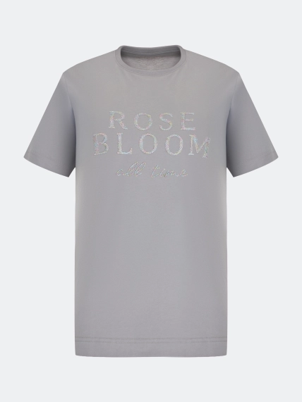 Футболка из хлопка с вышивкой в цвет