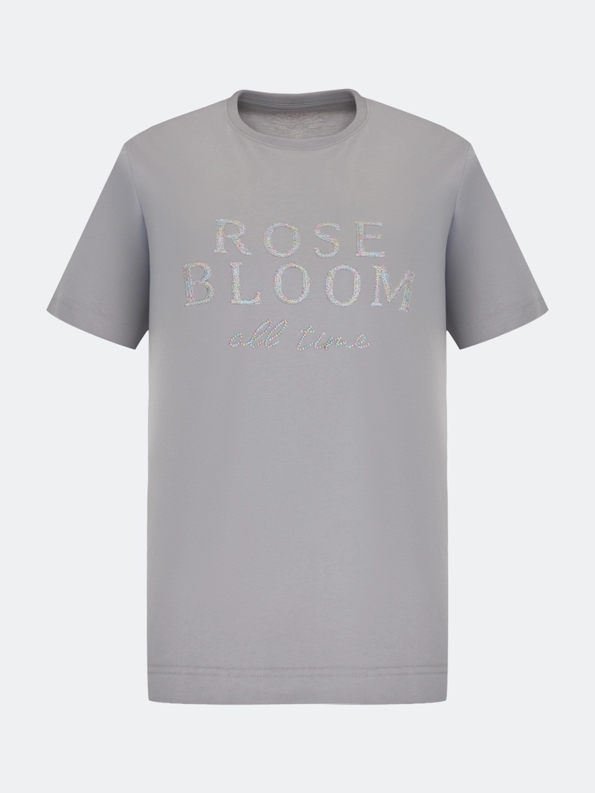 Футболка из хлопка с вышивкой в цвет