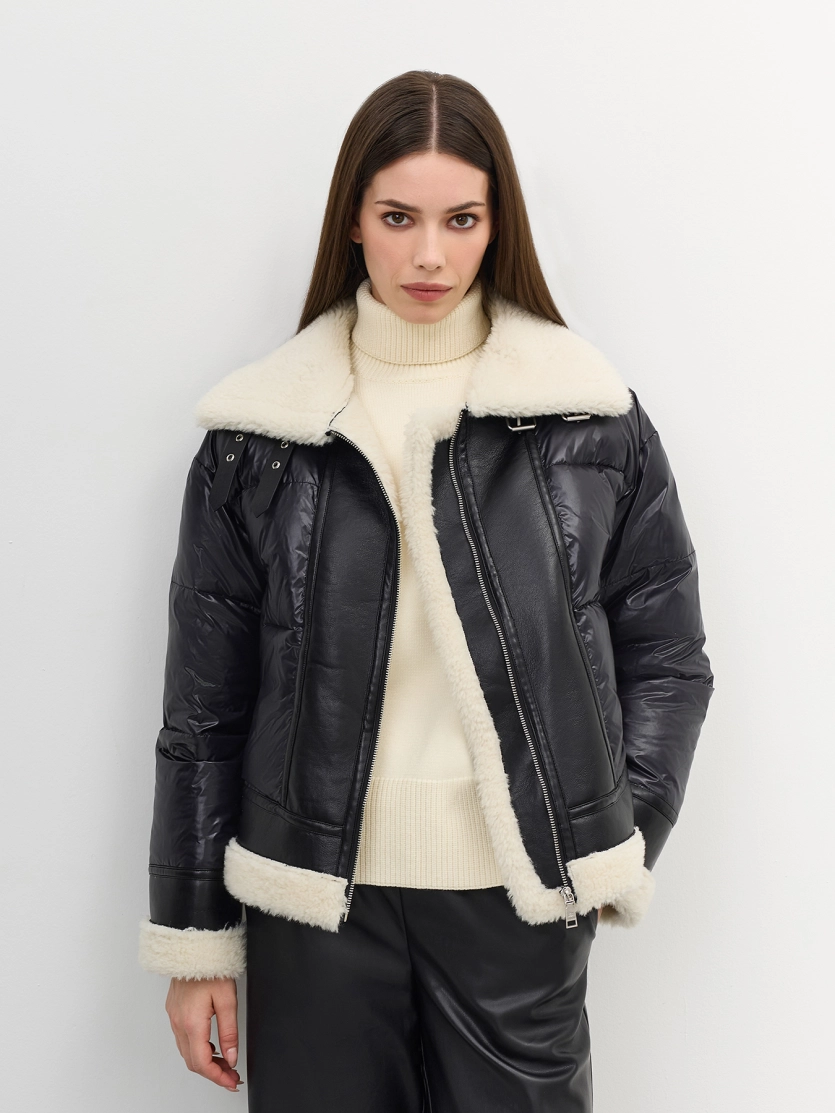 Комбинированная куртка с овчиной
