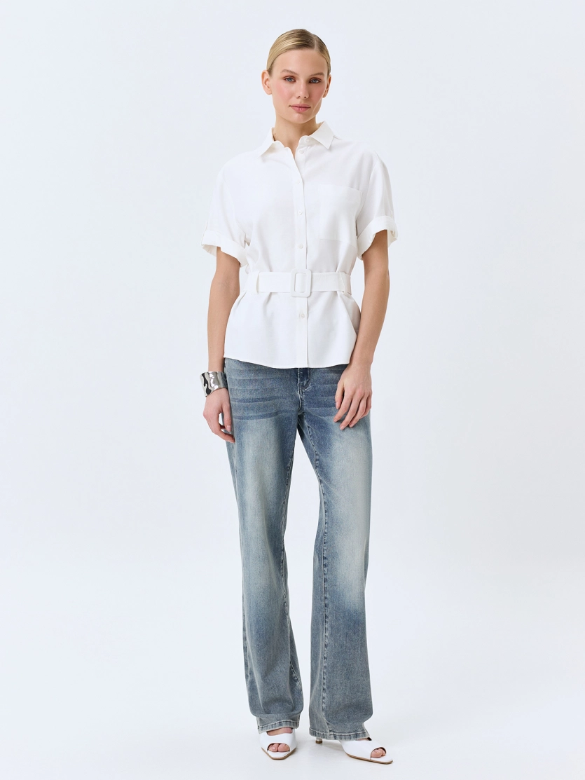 Классическая блузка с поясом