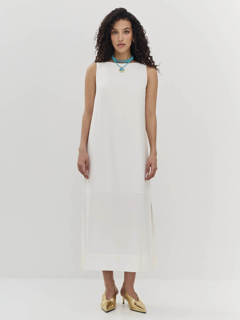 Летнее платье из вискозы с поясом