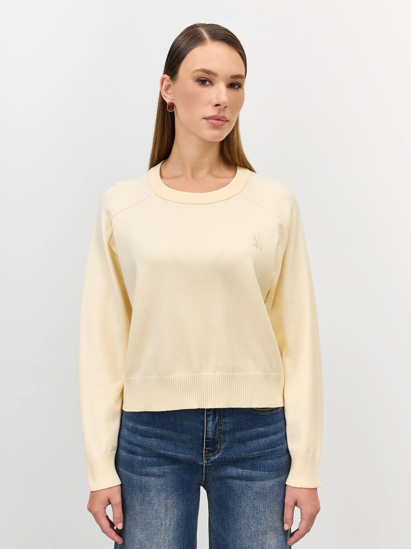 Укороченный джемпер с воротником стойкой