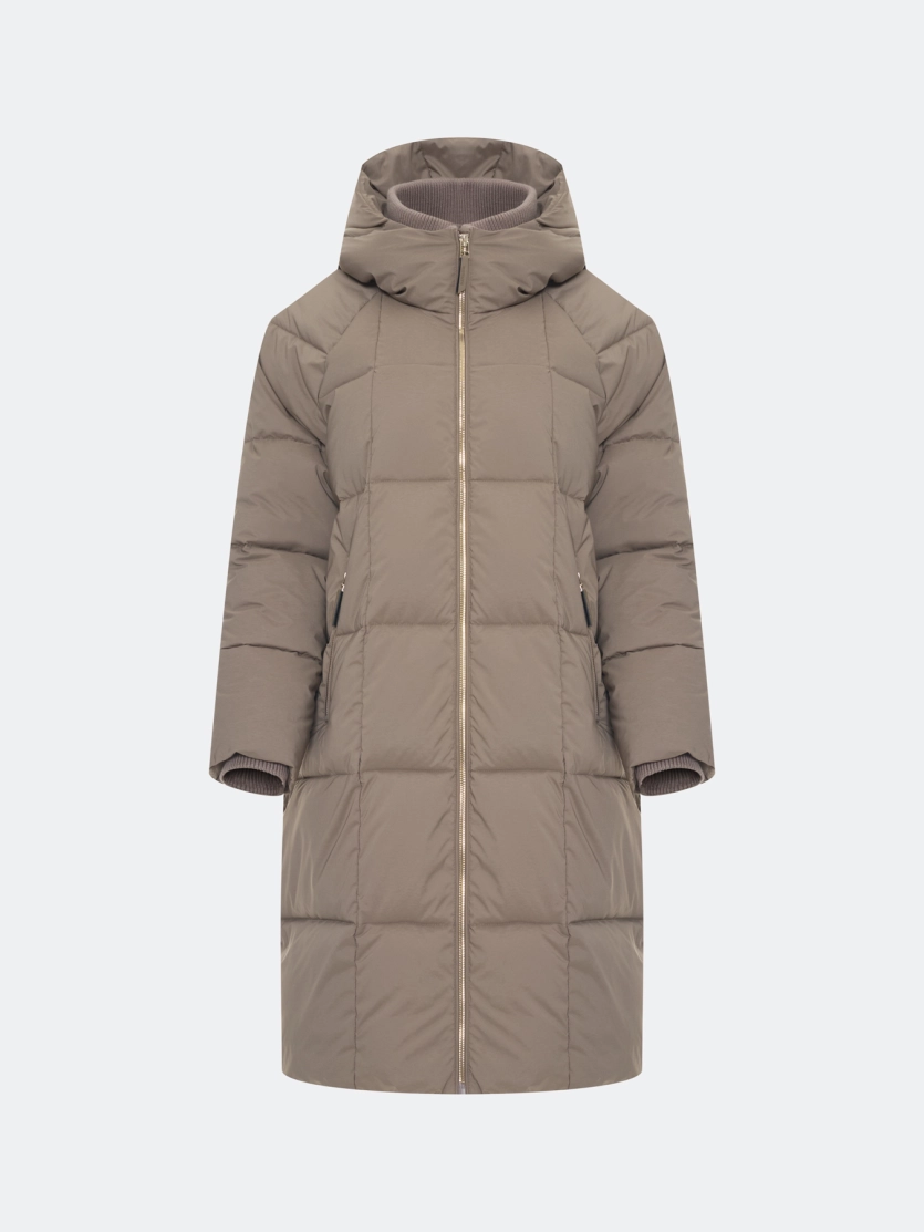 Теплое пальто с квадратной стежкой