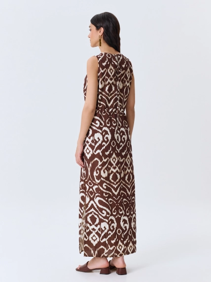 Платье с этническим принтом с высокими разрезами