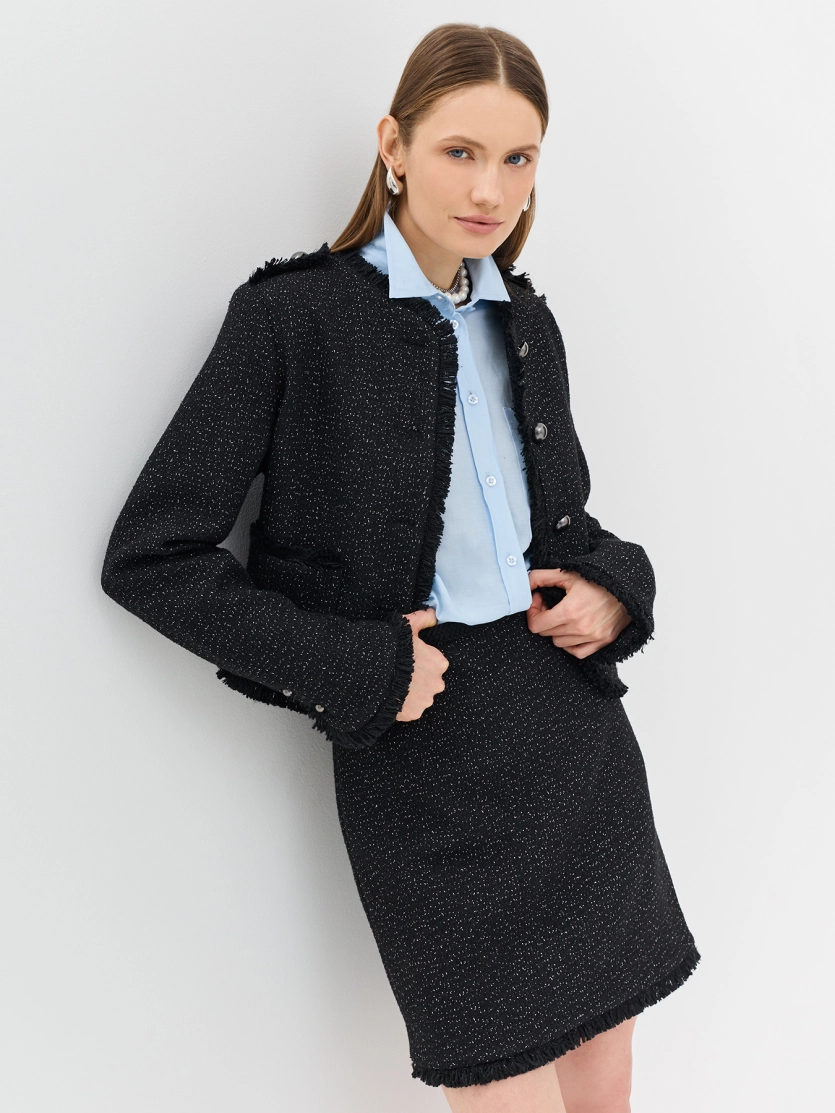 Укороченный жакет из твида