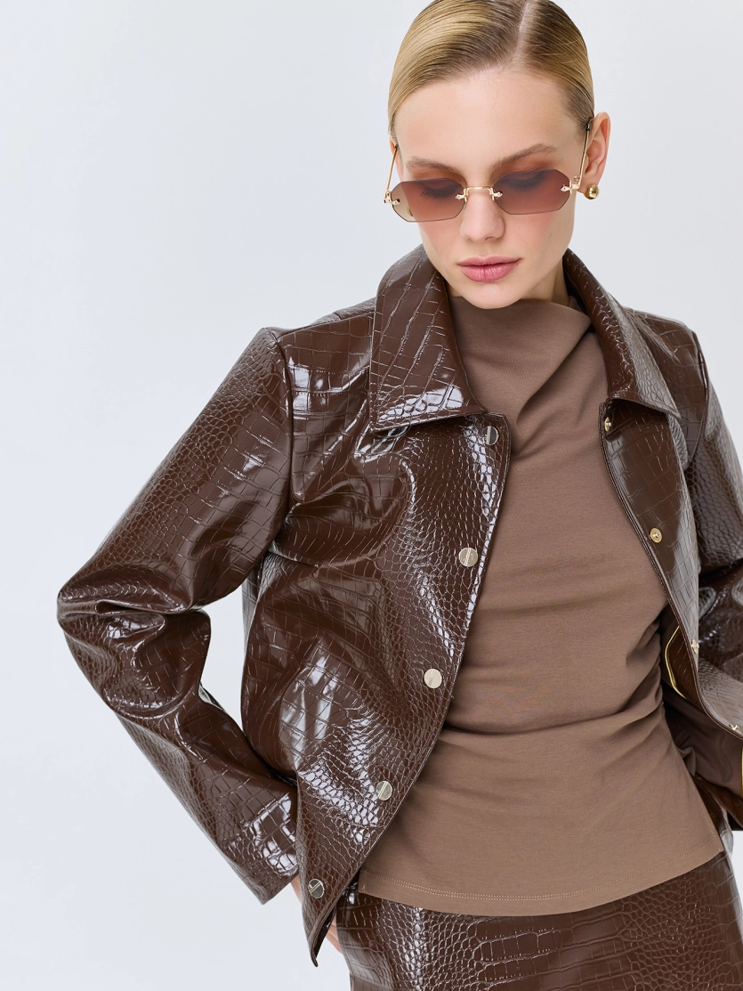 Жакет из фактурной искусственной кожи 