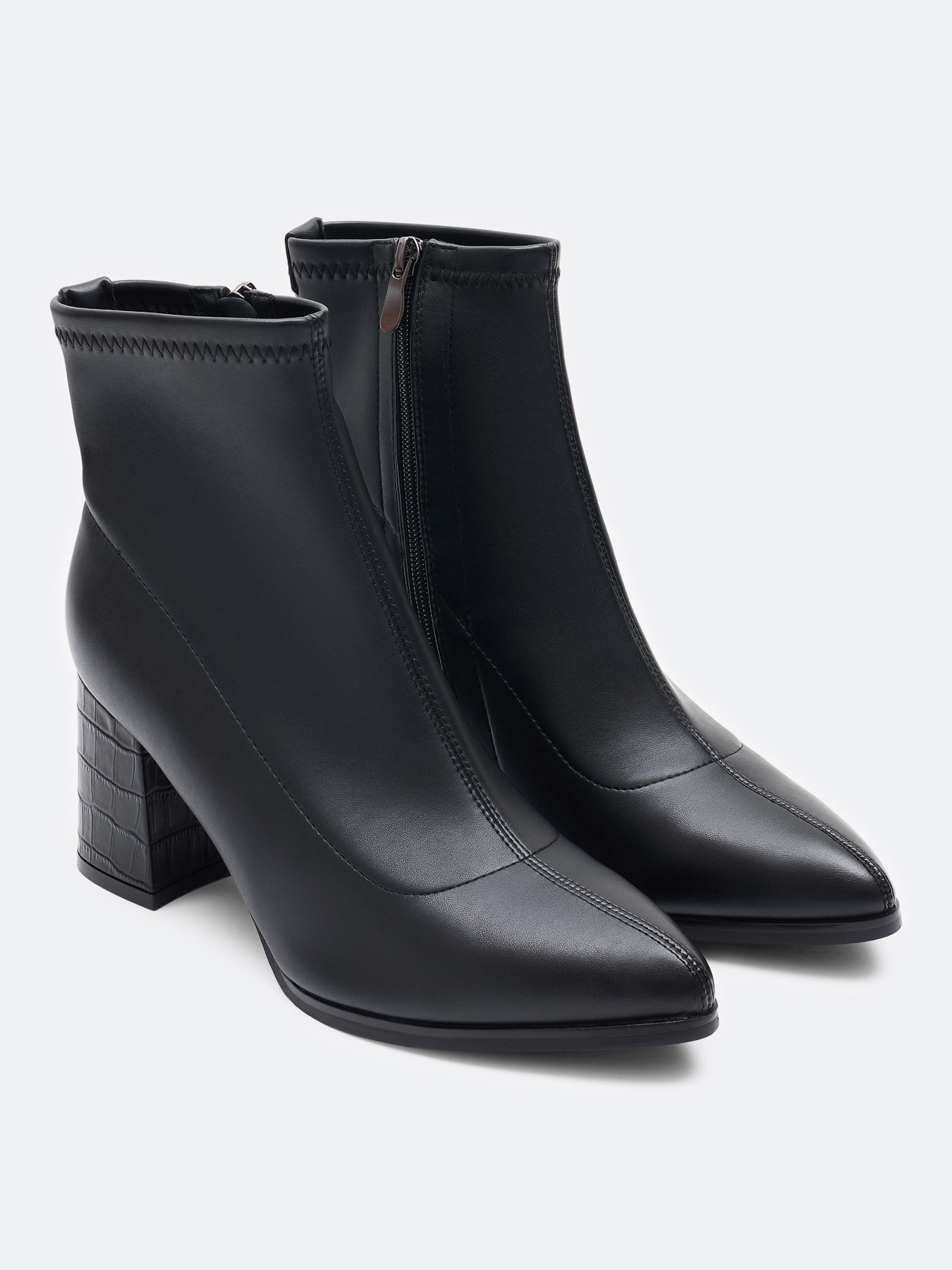 Ботильоны на каблуке с острым носом из эко кожи демисезонные SAVAGE