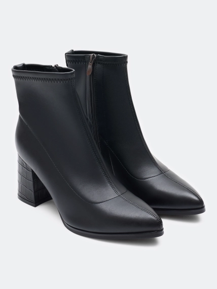 Ботильоны на каблуке с острым носом из эко кожи демисезонные