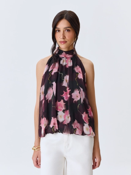 Топ с ярким флоральным принтом