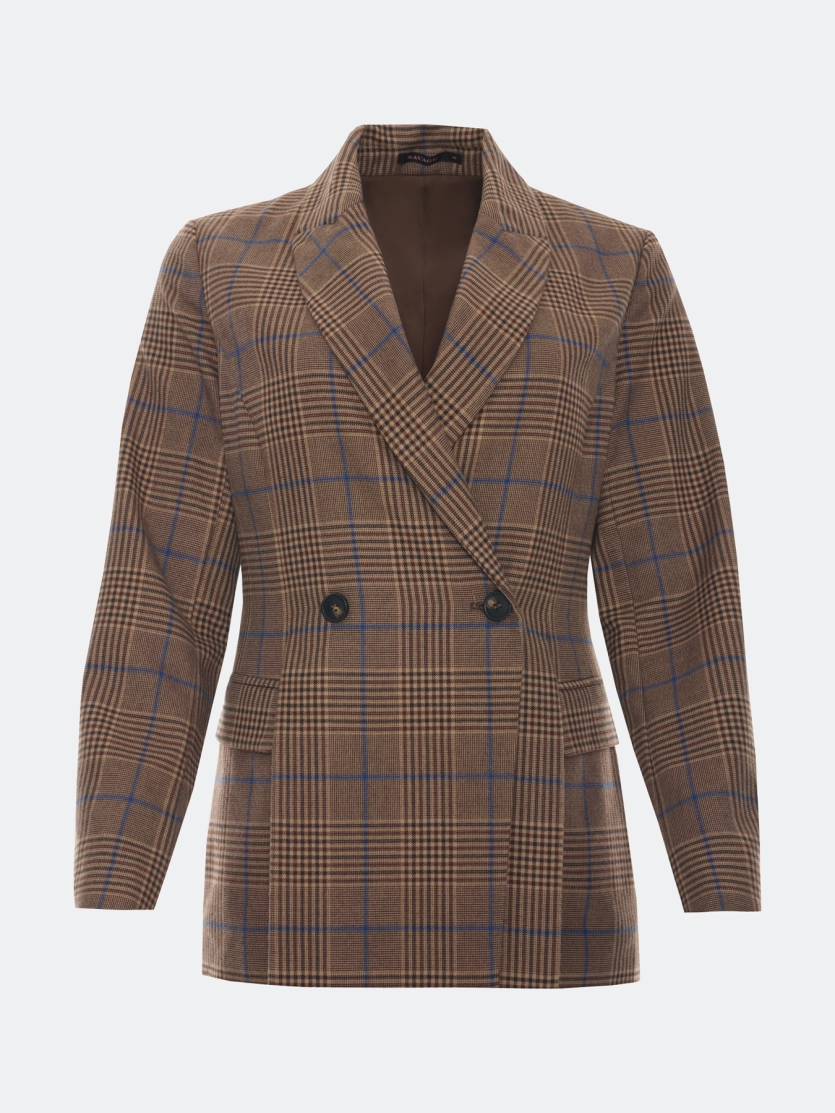 Двубортный жакет в клетку