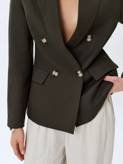 Двубортный льняной жакет 