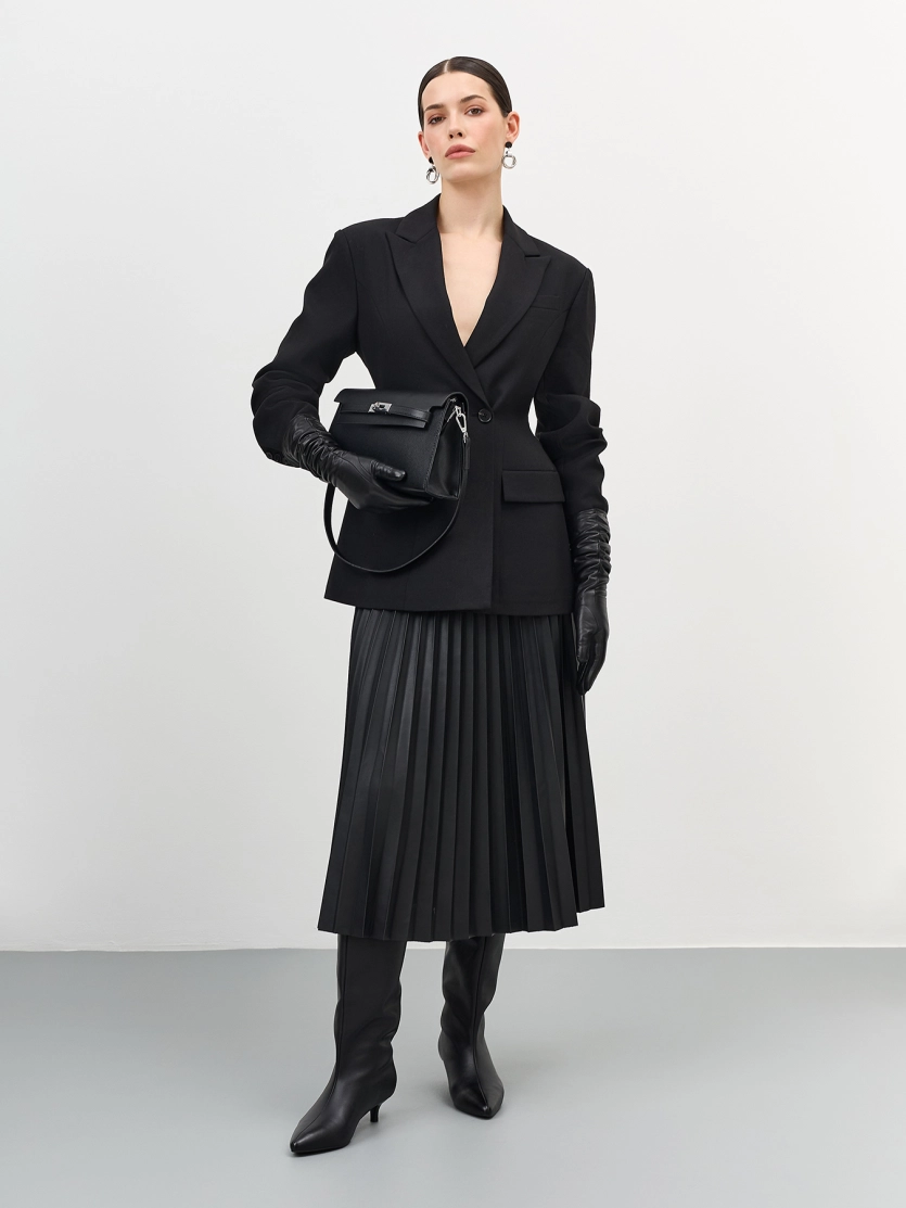 Юбка-плиссе из экокожи