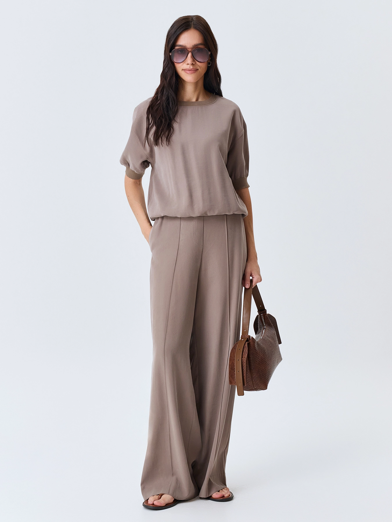 Брюки из вискозы с простроченными стрелками SAVAGE