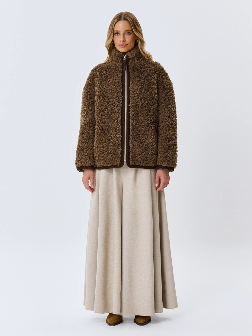 Oversize дубленка из искусственного меха.